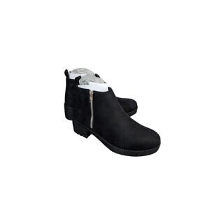NWT Pretty Little Thing Black Double Zip Chunky Heel Booties Size 3
